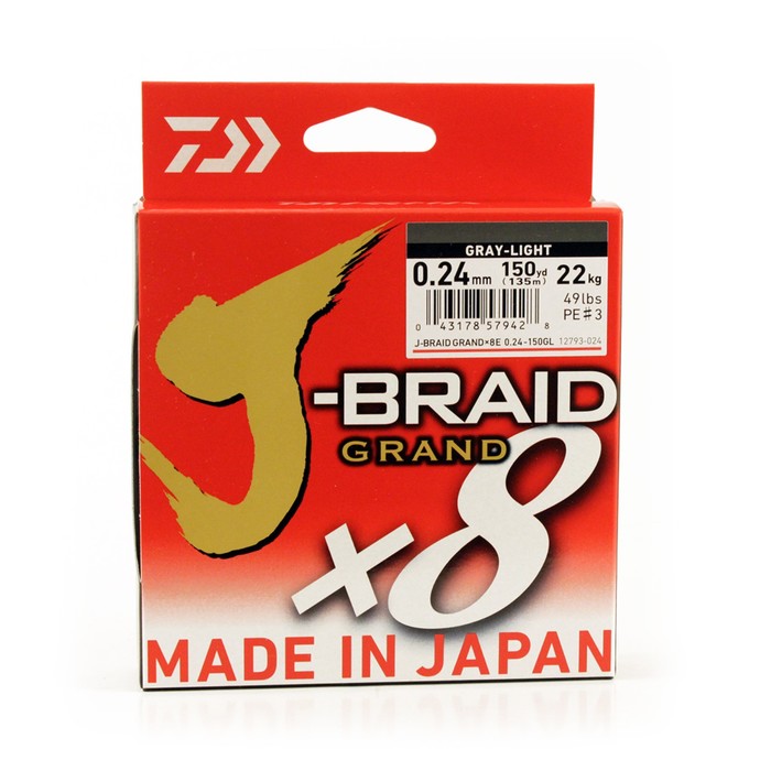 фото Леска плетеная daiwa j-braid grand x8 0.24mm-135m gray-light