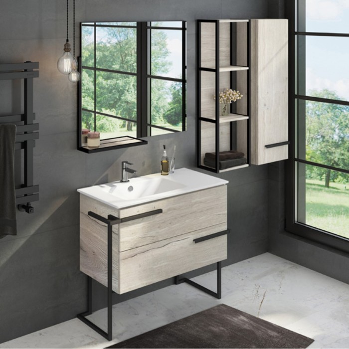 фото Тумба-умывальник comforty «дюссельдорф-90» цвет дуб дымчатый, с раковиной comforty 9090el