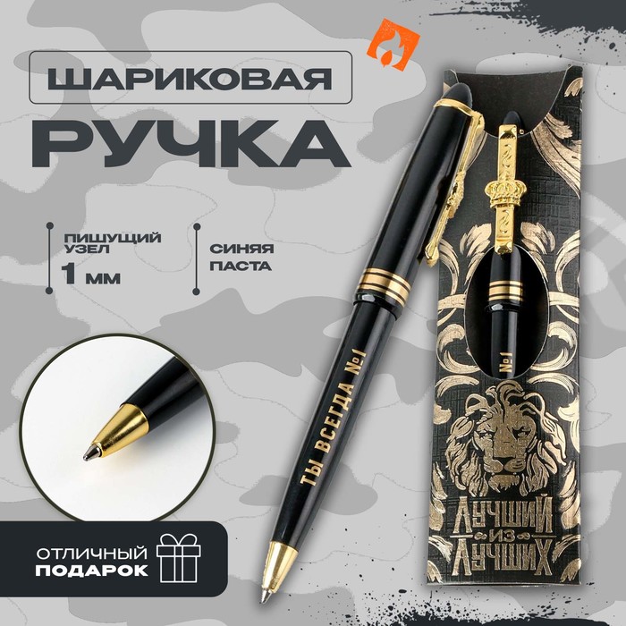 

Ручка шариковая синяя паста 1.0 мм «Лучший из лучших» пластик, подарочная