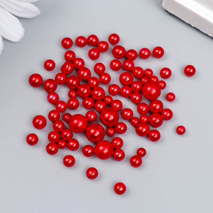 Декор для творчества пластик Шарики. Красные d=3-8 мм, набор 10 гр декор для творчества пластик шарики кофе d 3 8 мм набор 10 гр