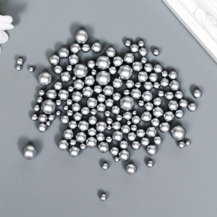 Декор для творчества пластик Шарики. Матовое серебро d=3-8 мм, набор 10 гр декор для творчества пластик шарики светло сиреневые d 3 8 мм набор 10 гр