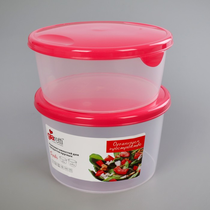 Набор пищевых контейнеров "Браво", 2 шт: 500 мл; 770 мл, цвет МИКС