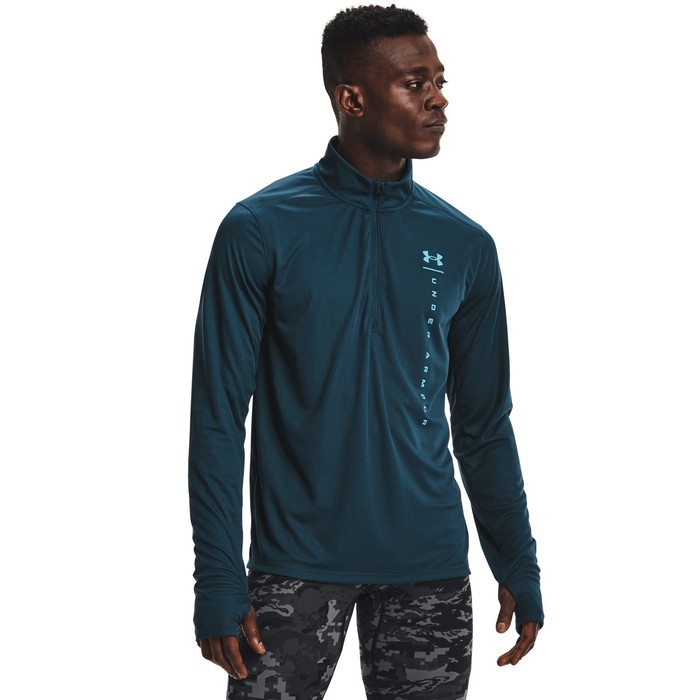 фото Лонгслив мужской under armour speed stride shock half zip, размер 48-50 (1356174-413)