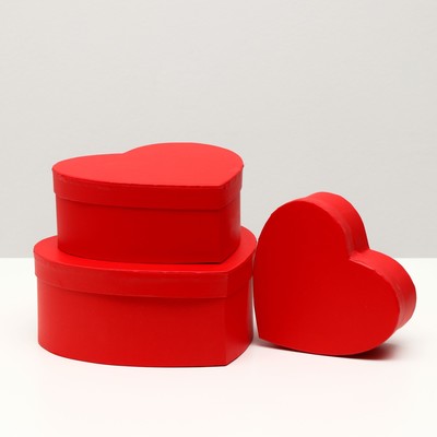 Набор коробок 3в1 сердца "Красный" 22х20х9,5 см