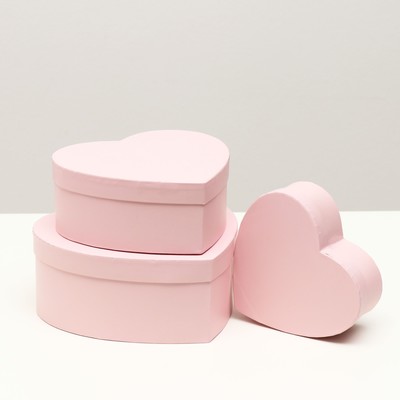 Набор коробок 3в1 сердца "Розовый" 22х20х9,5 см