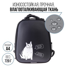 

Рюкзак каркасный ArtFox STUDY, эргоном.спинка, чёрный, «Кот» 38 х 30 х 16