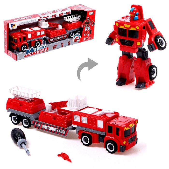 фото Конструктор винтовой «пожарная техника», набор 3 шт., робот-машина