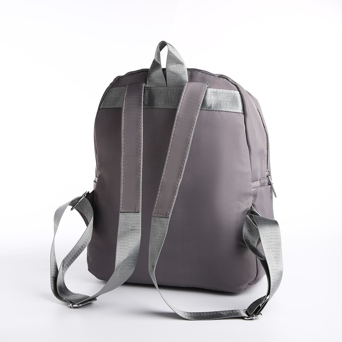 фото Рюкзак городской из текстиля на молнии, 2 наружных кармана, цвет серый