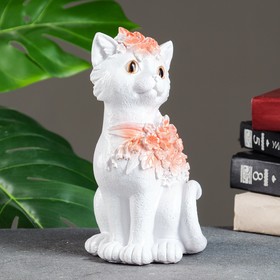 

Фигура "Кошка сидящая с цветочками" белая, 12х23х12см