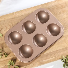 

Форма для выпечки Доляна «Голд. Шар», 26×18,5×3 см, 6 ячеек, антипригарное покрытие, цвет золотой