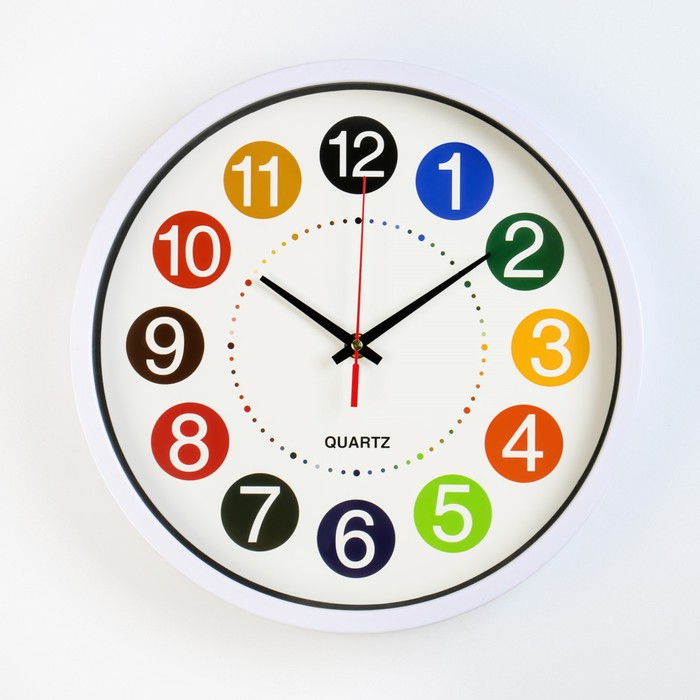 Часы настенные "Цветные цифры", дискретный ход, d=30 см, АА