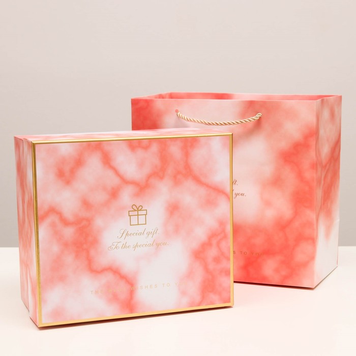 Коробка подарочная "розовая дымка" 25,5х20,5х8,5