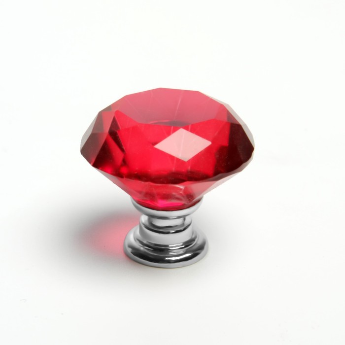 Ручка кнопка CAPPIO, цвет красный Алмаз, стеклянная, d=25 мм
