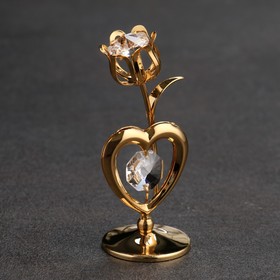 Сувенир «Сердце с цветком»,с кристаллами Ош