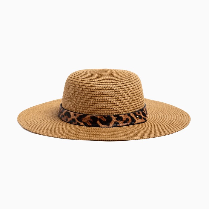 цена Шляпа женская с леопардовым ремешком MINAKU цвет коричневый, р-р 58