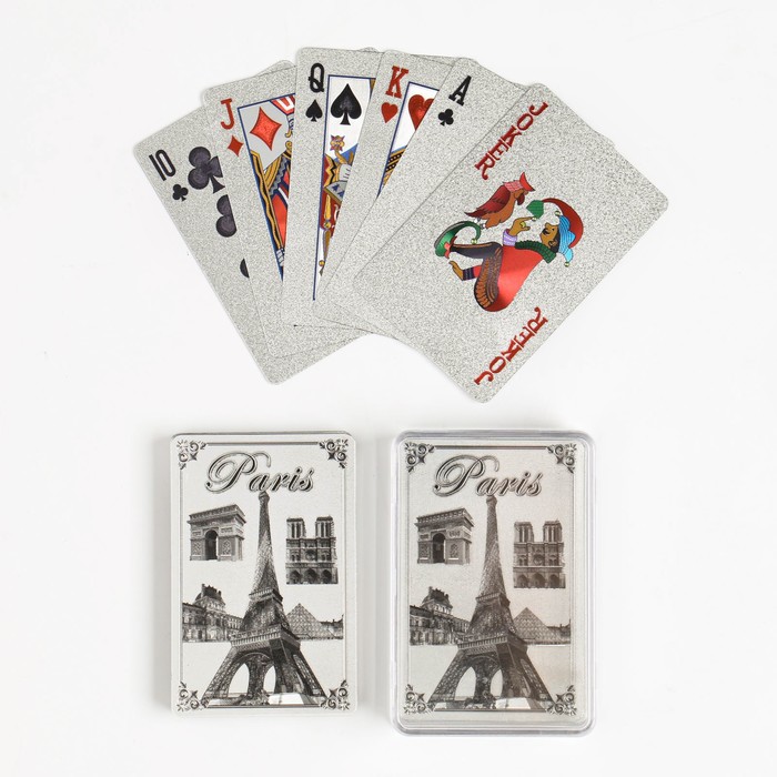 Карты игральные пластиковые Paris, 54 шт, 33 мкм, карта 8.7 х 5.7 см, серебро карты игральные пластиковые casino 54 шт 28 мкм карта 8 8 х 5 8 см микс