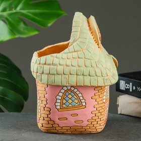 

Фигурное кашпо "Дом из сказки" зеленый, 23х20см