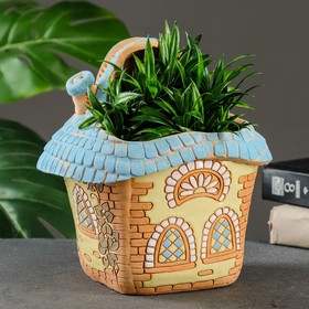 

Фигурное кашпо "Дом из сказки" голубой, 23х20см