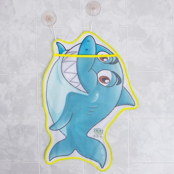 Сетка для хранения игрушек в ванной на присосках Акула