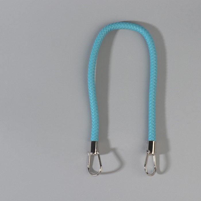 Ручка для сумки кожа 57см голубой/серебряный   АУ