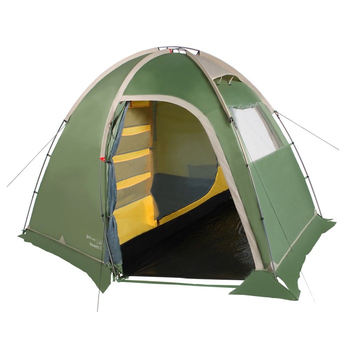 Палатка BTrace Newest 3, двухслойная, трехместная, цвет зеленый, бежевый