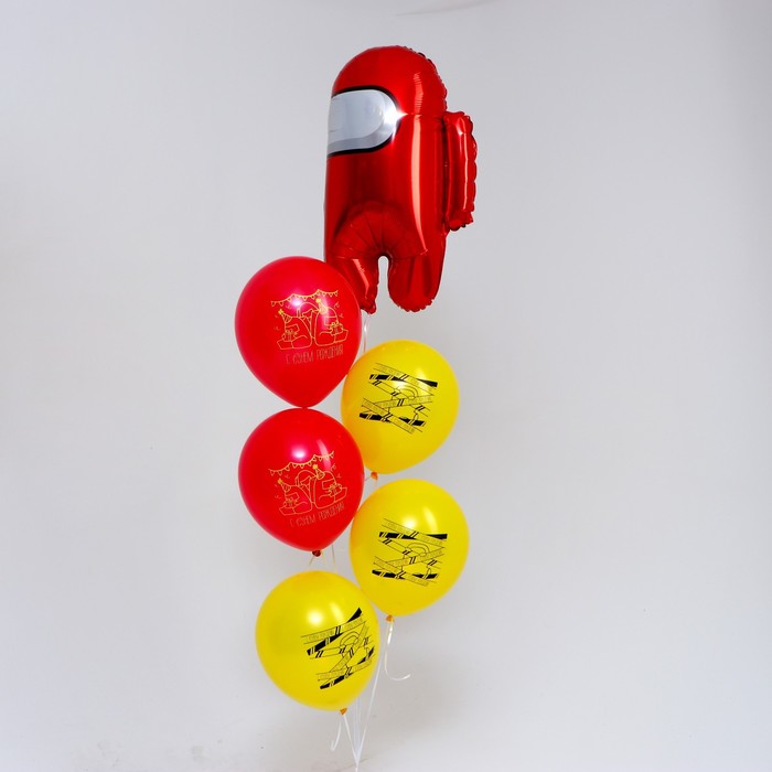 Букет из воздушных шаров «Космонавтик» красный, латекс, фольга, набор 6 шт.