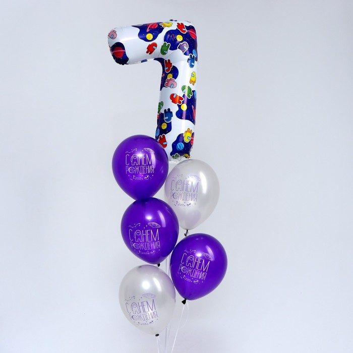 фото Букет из воздушных шаров «с др. 7 лет» латекс, фольга, набор 6 шт. страна карнавалия
