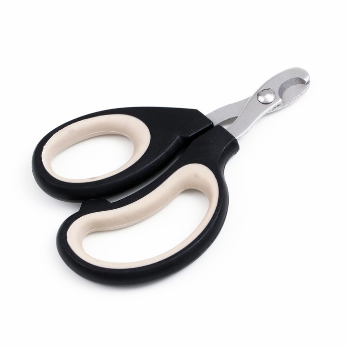Ножницы-когтерезы Пижон Premium с эргономичной ручкой, отверстие 8 мм, чёрно-бежевые