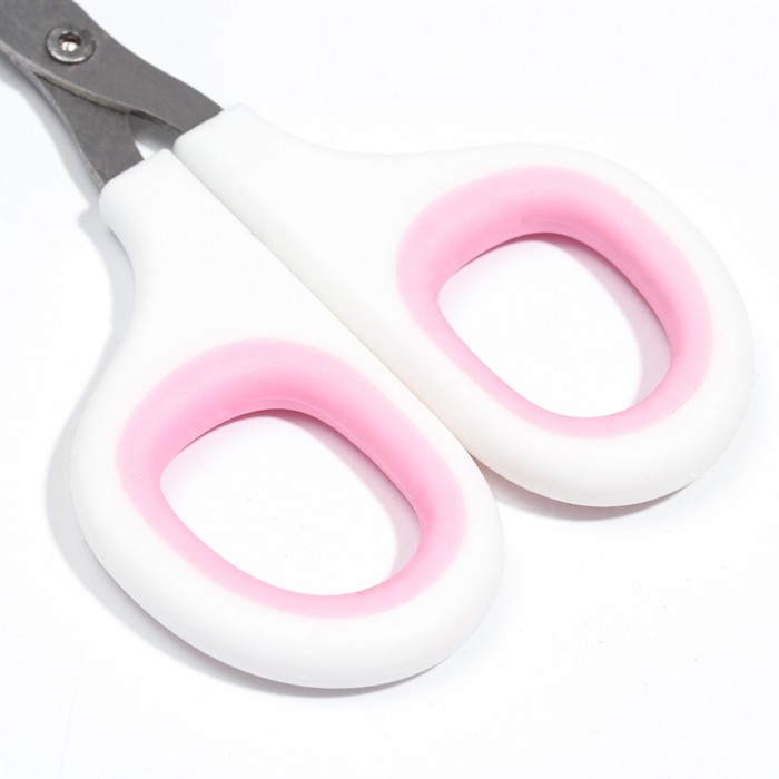 Ножницы-когтерезы с мягкими ручками, отверстие 8 мм, бело-розовые