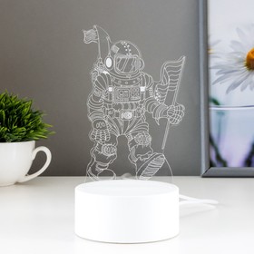 

Светильник сенсорный "Астронавт с флагом" LED 7 USB/от батареек белый 19х10х9,5см