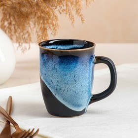 

Кружка "Европа", глазурь, матовая, чёрно-голубая, 0.35 л