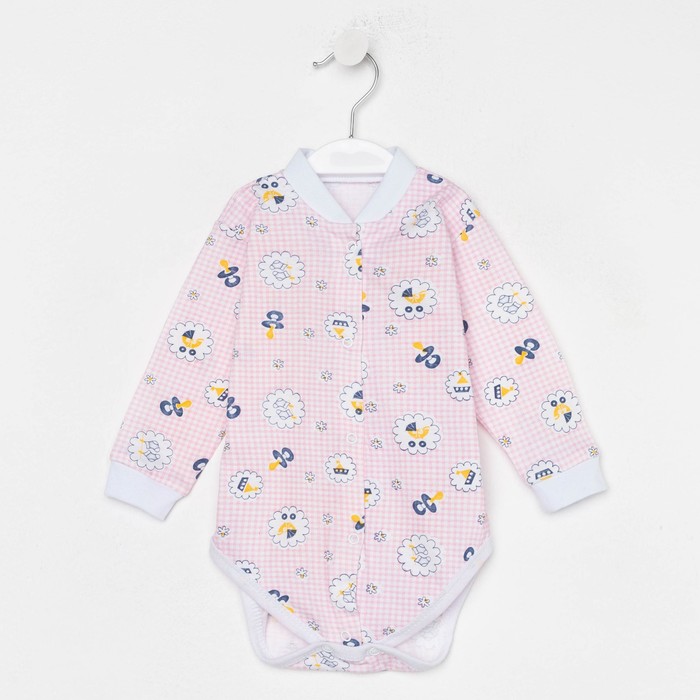 Боди детское, цвет светло-розовый/принт, рост 80 см