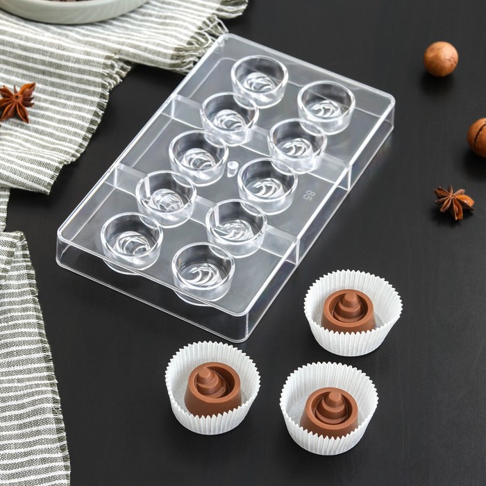 форма для шоколада и конфет астрал 14 ячеек 20×12×2 5 см ячейка d 3 см Форма для шоколада и конфет «Конфи», 10 ячеек, 20×12×2,5 см, ячейка 3×1,5 см