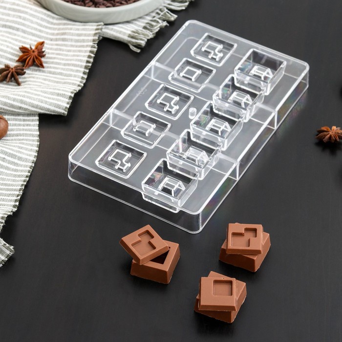 форма для шоколада и конфет астрал 14 ячеек 20×12×2 5 см ячейка d 3 см Форма для шоколада и конфет «В квадрате», 10 ячеек, 20×12×2,5 см, ячейка 3×3 см