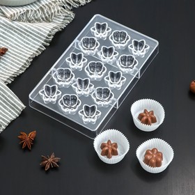 Форма для шоколада 15 ячеек "Флора" 20x12x2,5 см (2,5х1,5)