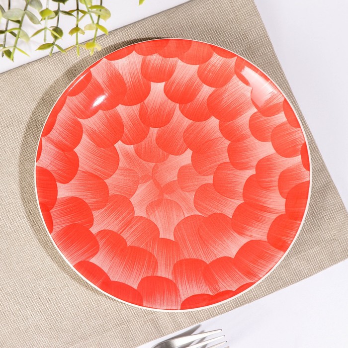 Тарелка керамическая десертная Доляна «Микаэла», d=20 см, цвет красно-розовый