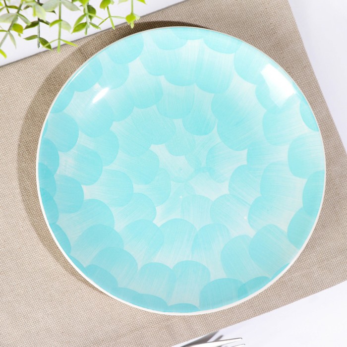 Тарелка керамическая десертная Доляна «Микаэла», d=20 см, цвет бирюзовый тарелка керамическая десертная изумруд d 20 см цвет зелёный