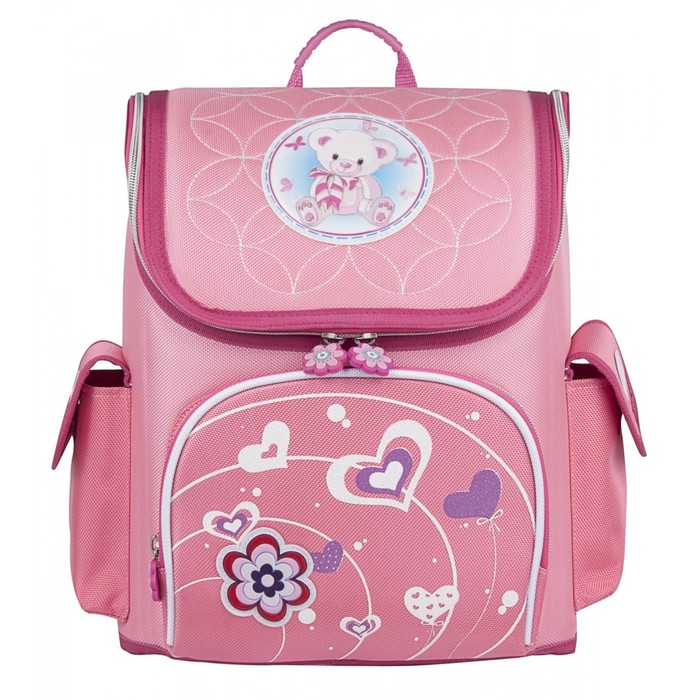 5-949 Рюкзак школьный, отдел на молнии, цвет розовый 27х36х16,5см