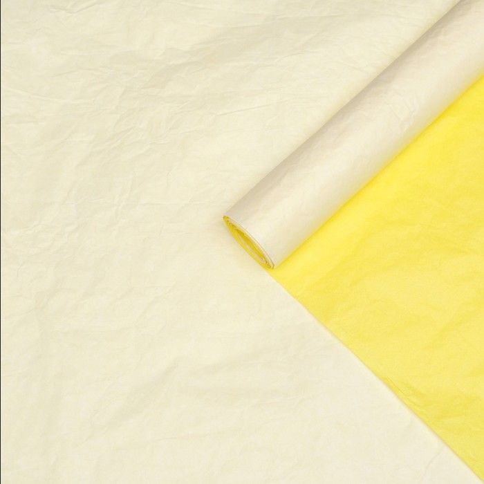 Бумага для упаковок, UPAK LAND, жатая, эколюкс, двухцветная, двусторонняя, желтая, светлая, белая, рулон 1 шт., 0,7 х 5 м