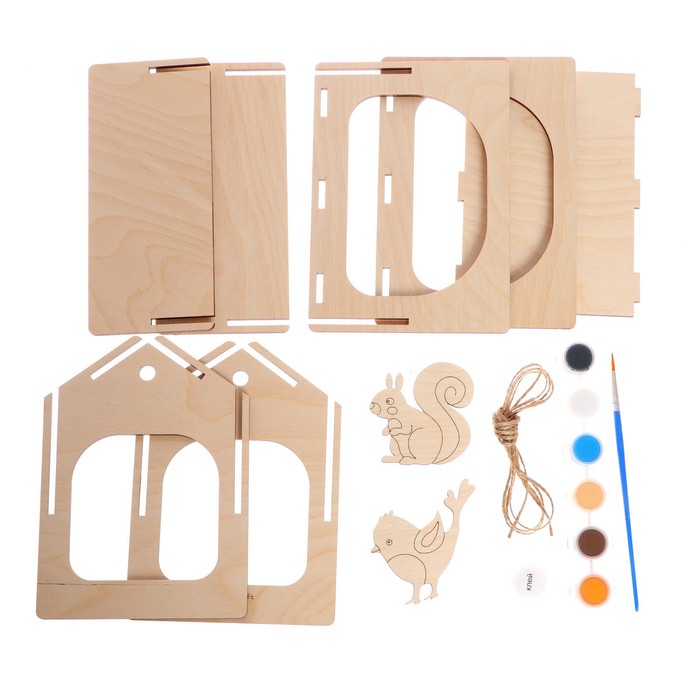 Конструктор из дерева «Кормушка» в комплекте с красками