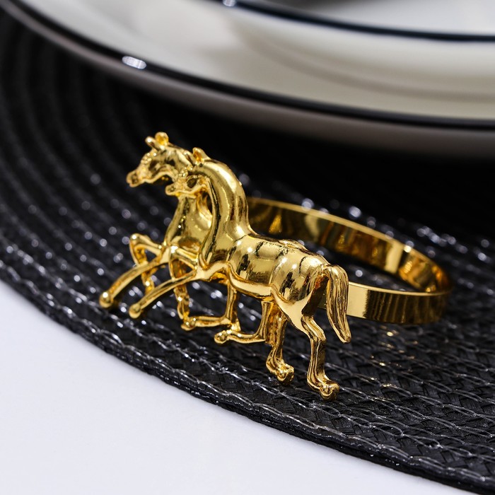 Кольцо для салфетки Nature Лошадь, 4,5×4,5×4,3 см, цвет золотой