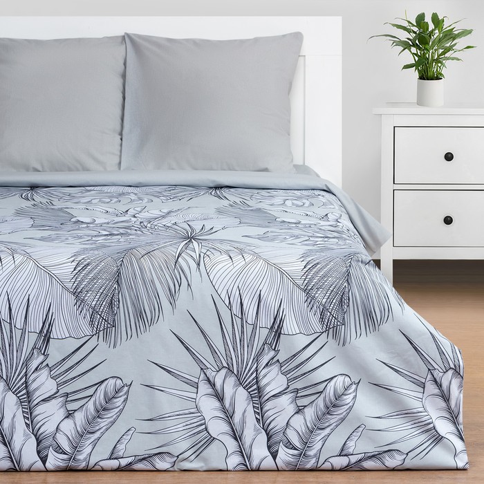 Постельное бельё Этель 2 сп Gray tropics 175х215 см, 200х220 см, 70х70 см - 2 шт