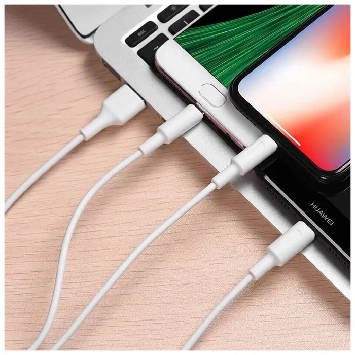 Кабель Hoco X25, microUSB/Lightning/Type-C - USB, 2 А, 1 м, PVC оплетка, белый