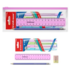

Набор в ZIP-пакете ErichKrause Pastel, 7 предметов, розовый
