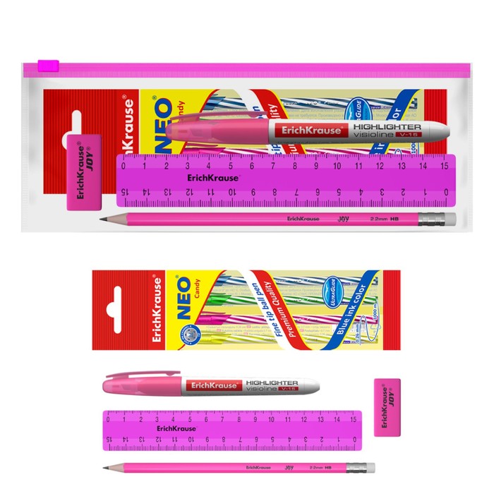 фото Набор в zip-пакете erichkrause® neon solid, розовый (в пакете по 12 шт.)