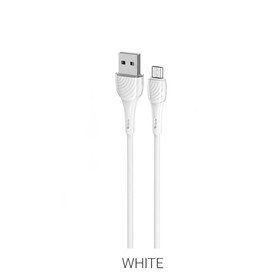 

Кабель Hoco X49, microUSB - USB, 2.4 А, 1 м, PVC оплетка, клипса, белый