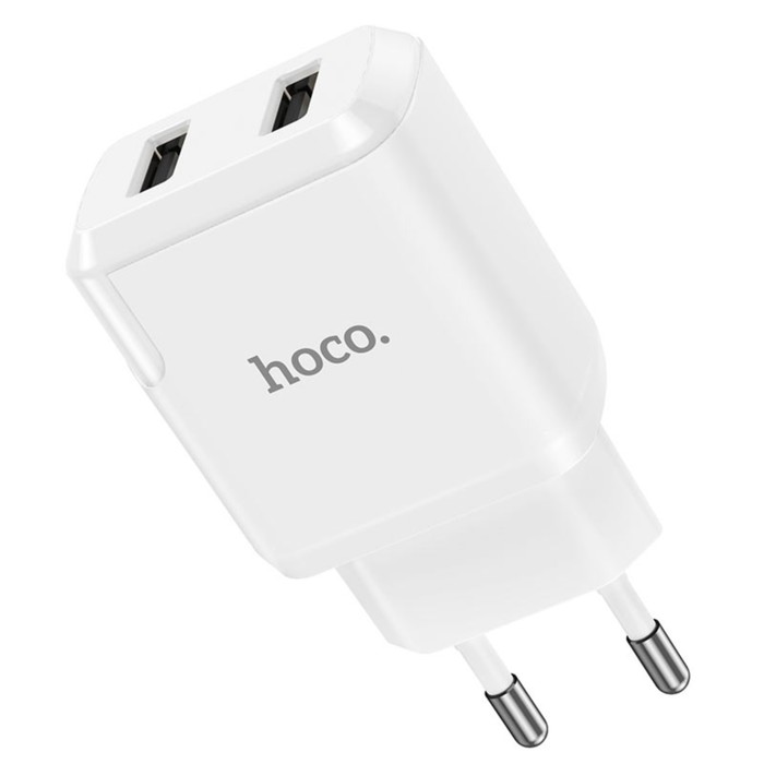 фото Сетевое зарядное устройство hoco n7, 2xusb, 2.1 а, белое