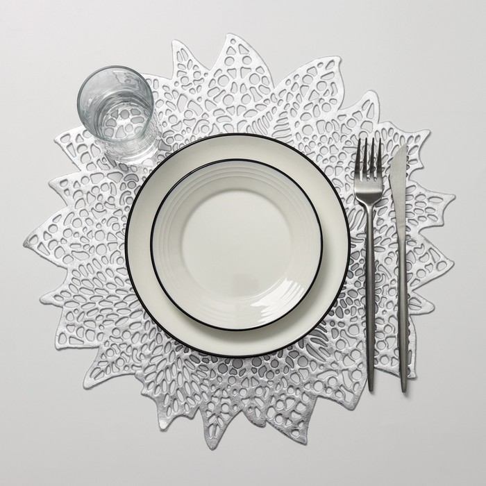 Салфетка сервировочная на стол «Венеция», d=38 см, цвет серебряный салфетка сервировочная на стол роса 38×38 см цвет серебряный