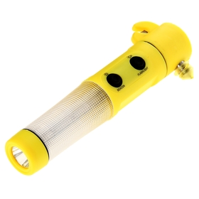 Аварийный молоток на магните, фонарик, нож для ремня безопасности, желтый Ош