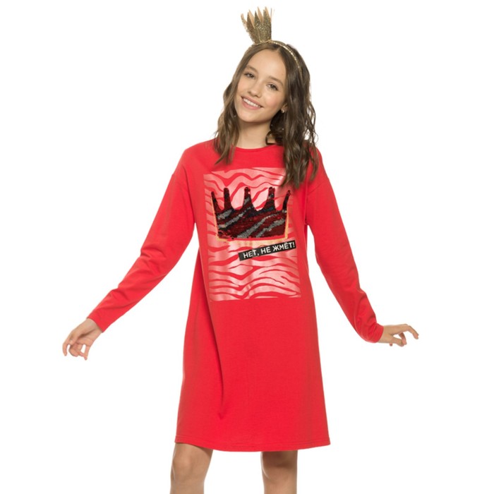 Платье для девочек, рост 116 см, цвет красный
